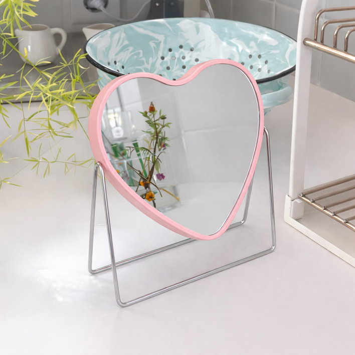 몽벨르 러블리 무드 감성 하트 탁상 거울, 핑크