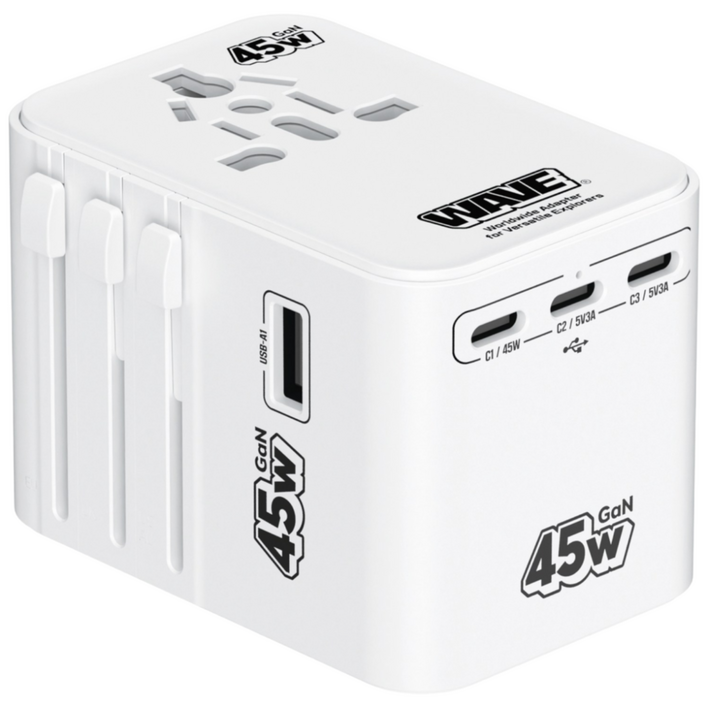 이어맥 2500W 드라이기 사용 가능 고출력 GaN 45W 초고속 충전 해외 여행용 멀티 플러그 어댑터 화이트, 1개