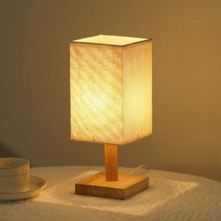 라탄 스타일 협탁 무드 호텔식 미니 조명 + AC-DC 아답터, 사각형 스타일