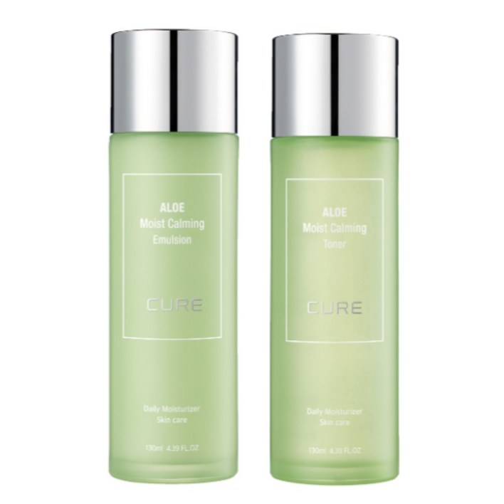 수분 스킨로션 김정문알로에 큐어 모이스트 카밍 토너  에멀젼 각 130ml 피부 진정 쿨링 알로에화장품