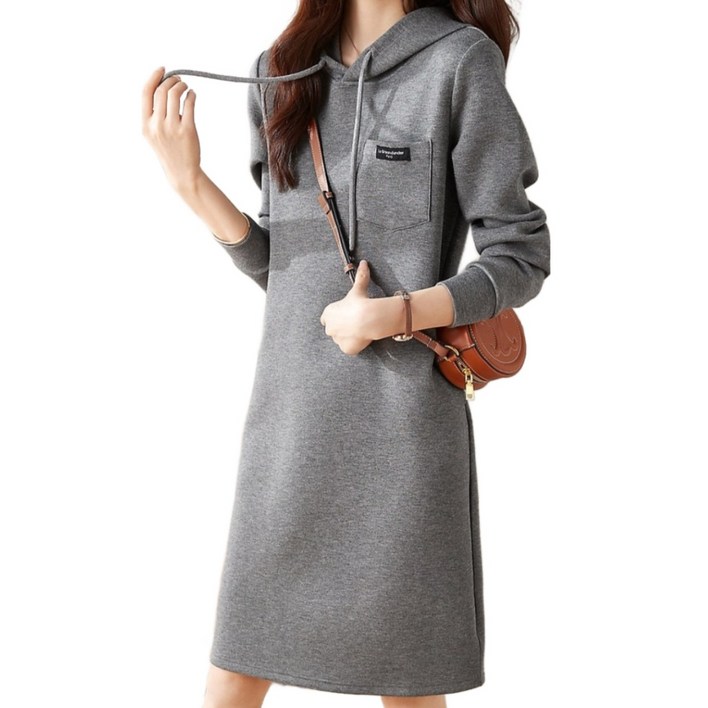와이스토리 캐주얼 후드 원피스