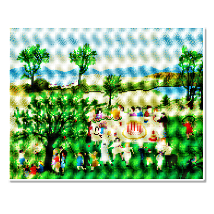 모모픽스페인팅 캔버스 액자 보석십자수 40 x 50 cm, 그랜드마 모지스 생일케이크(DJ05), 1개