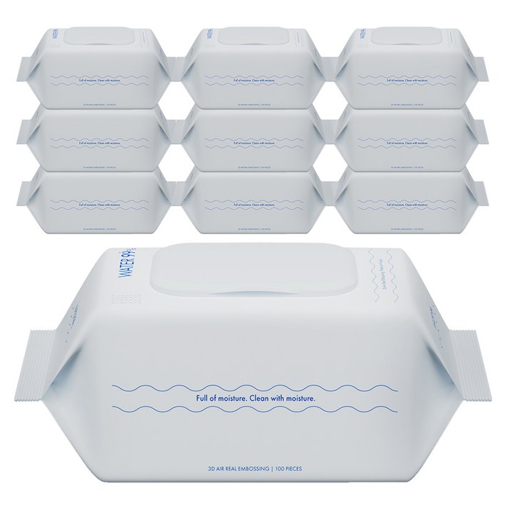 워터 99% 초순수 저자극 베이직 아기물티슈 캡형, 50g, 100매, 10개