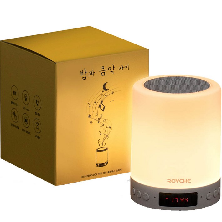 로이체 밤과 음악사이 터치램프 무드등 블루투스 스피커, 단일 색상, BTS280