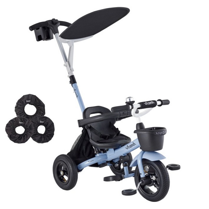 삼천리자전거 2024 VITAMIN TRIKE 세발자전거 77cm  실내보관 휠커버 세트, 포그블루세발자전거