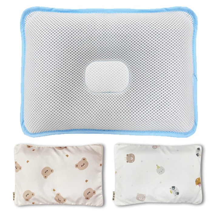 몽슈레 유아용 짱구 태열베개 몽곰이 마이크로화이바   커버 랜덤발송 세트