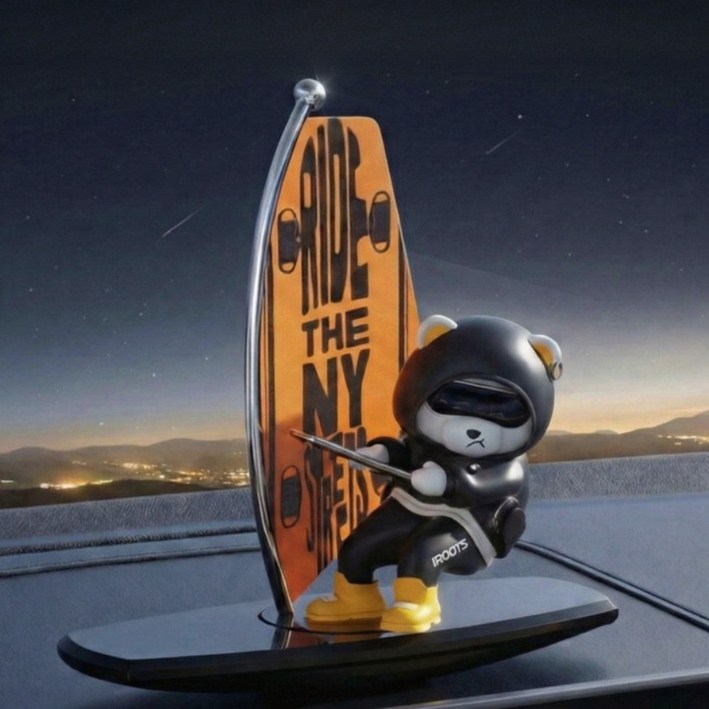 오토크루 차량용 흔들흔들 서핑 곰돌이 장식인형