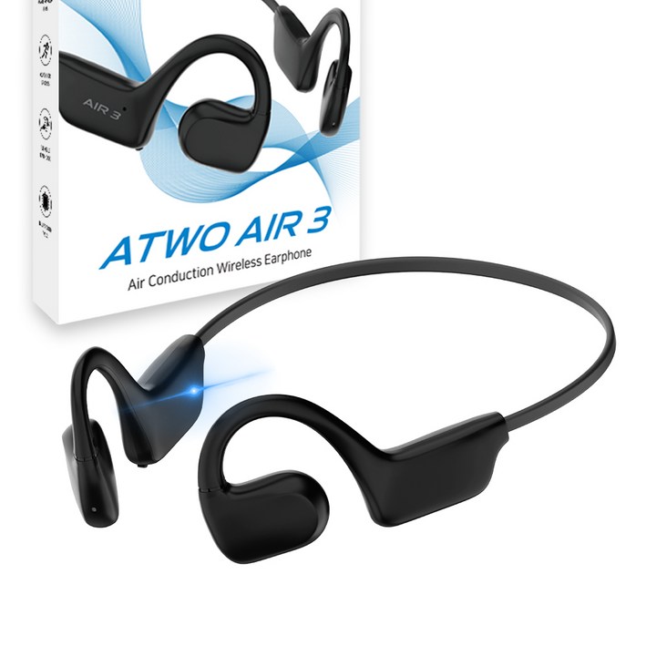 에이투 에어3 공기전도 무선 블루투스 이어폰, 블랙, ATWO AIR 3