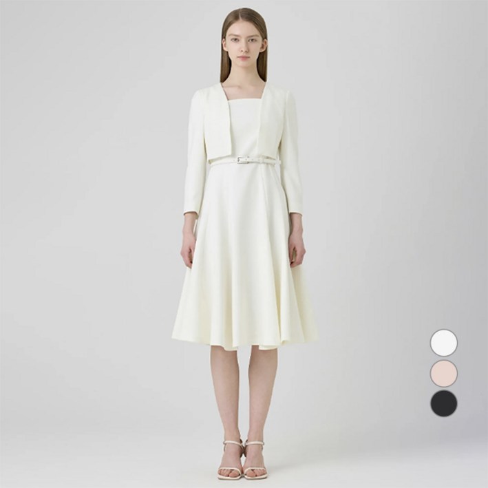 라인어디션 여성용 오픈 벨티드 훌 A라인 원피스