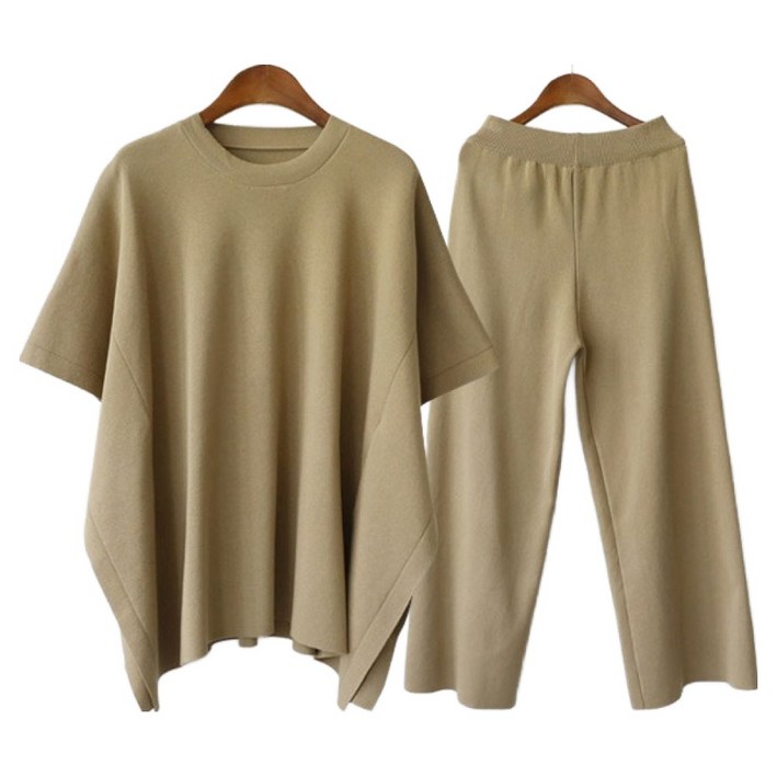 바네사빈 썸머 고급원단 케이프스타일 니트 투피스 상하의 세트 v01165