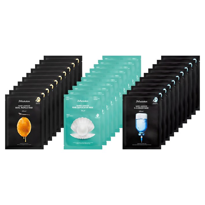 제이엠솔루션 마스크팩 꿀광 10p + 링거 물광 10p + 청광 10p 세트, 1개