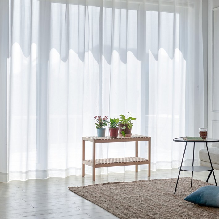 뷰하우스 민무늬 샤르르 쉬폰커튼 아일렛형