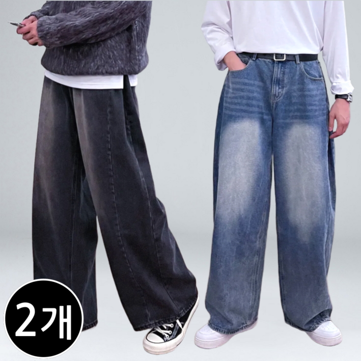 11 남자 청바지 빅사이즈 9부 10부 와이드 데님 팬츠 63412