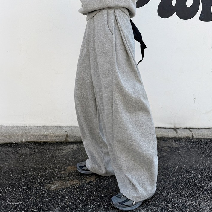 FITOJIM 남자 사이드 핀턱 옆트임 와이드 팬츠 밴딩 츄리닝 트레이닝 바지