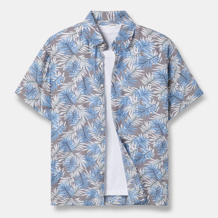 모니즈 M954XL130 빅사이즈 서머 리프 하와이안 반팔 셔츠 남방 SHT402