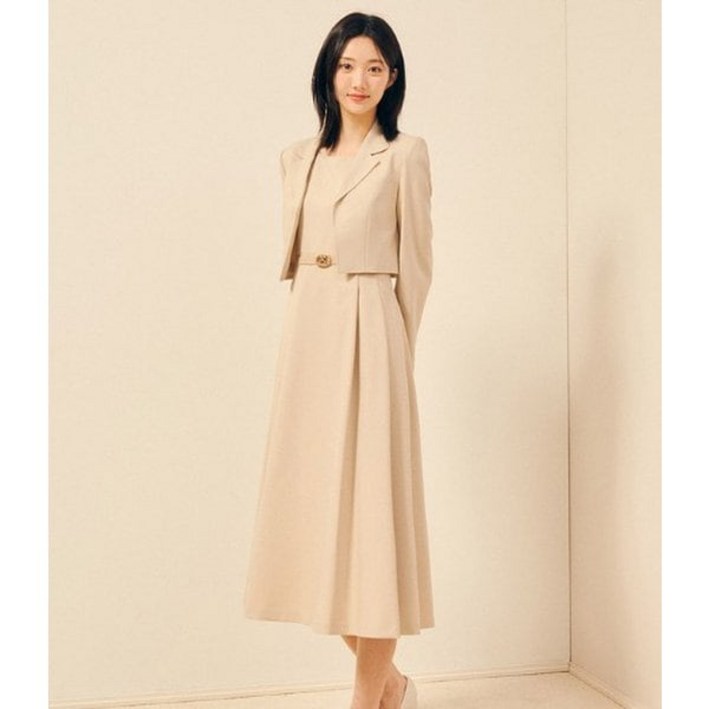 [백화점매장출고] JJ지고트 [SET] 플리츠 플레어 원피스+재킷 세트 GP9A0OP501