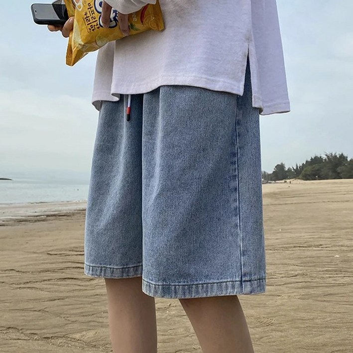 스몰더 남자 와이드 밴딩 5부 청 반바지 1445 스몰더 남자 와이드 밴딩 5부 청 반바지 1445