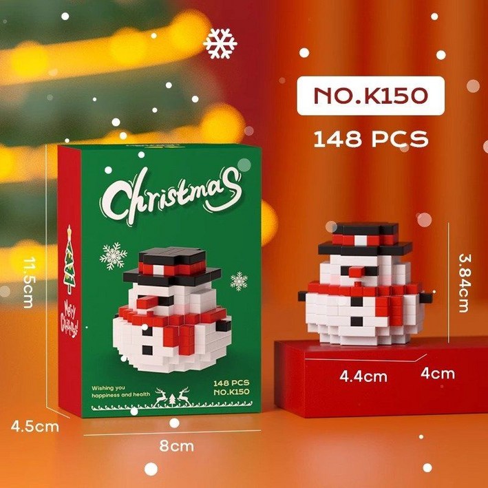 크리스마스 빌딩 블록 작은 입자 조립 도넛 화환 산타 클로스 눈사람 트리, K150 고무 계란 크리스마스 눈사람, 1개