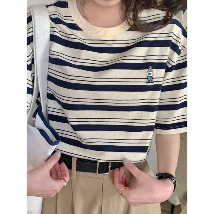 곰돌이 단가라 반팔티셔츠QWETYUI