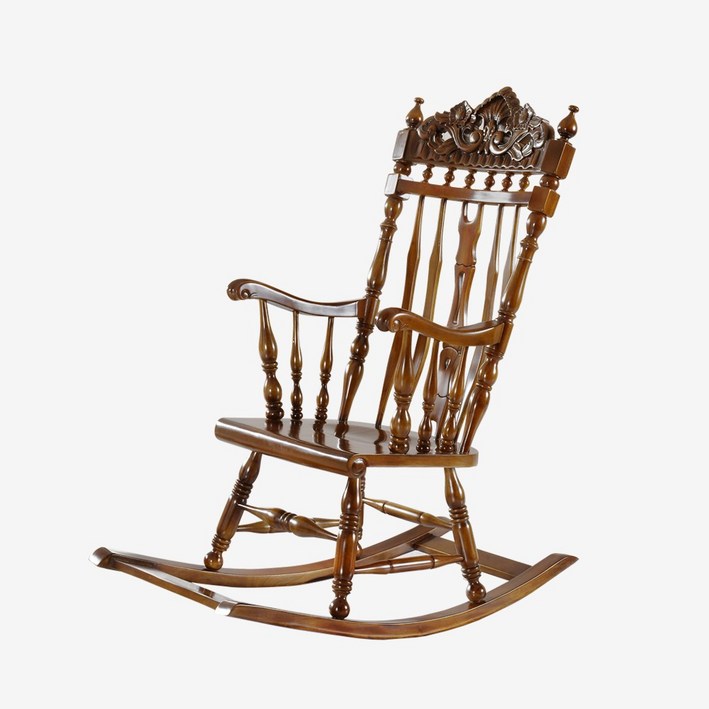 유캐슬 마호가니 엔틱 원목 흔들의자 (컬러:엔틱브라운)_착불배송