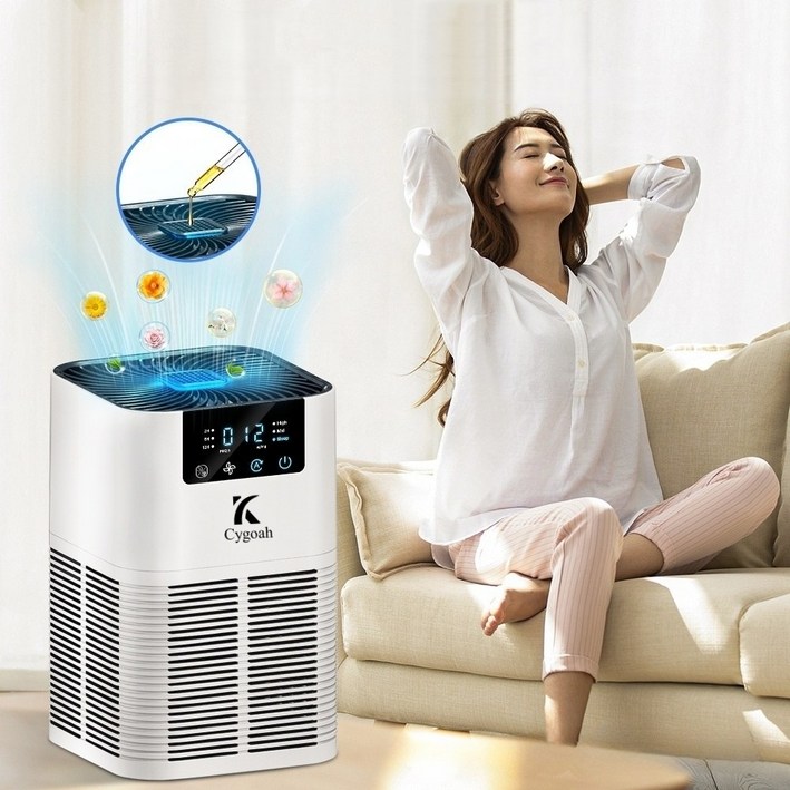 Cygoah 저소음 공기청정기 3중 필터링 음이온 수면 향료 추가 가능 33평 형, 화이트, GL-K805