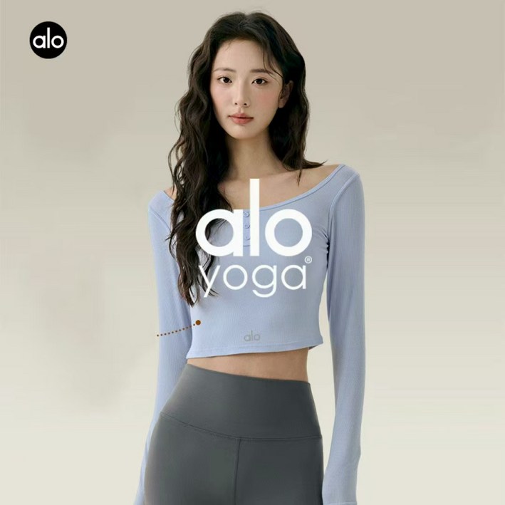 alo yoga 솔리드 반팔 요가복 상의 슬림핏 러닝 피트니스 라운드넥 아우터 트레이닝 상의 여
