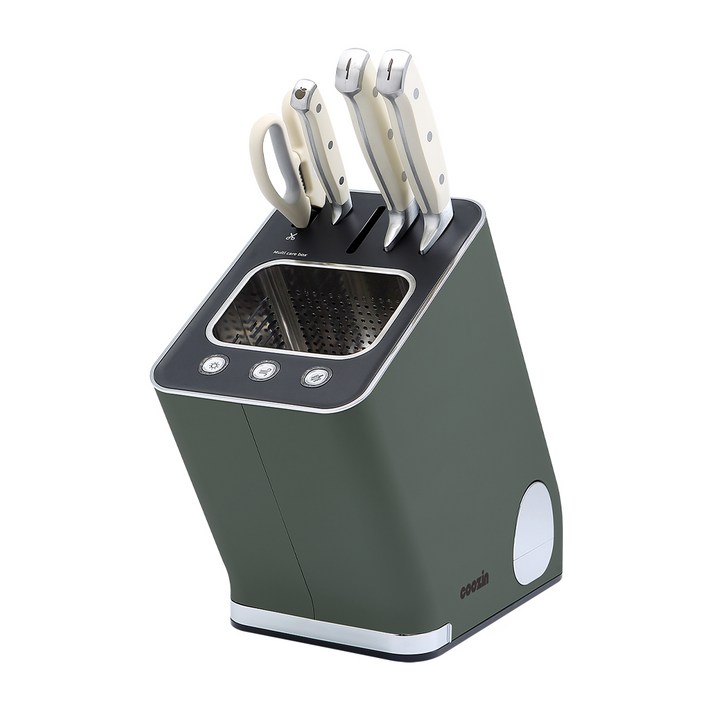 쿠진 나이프케어 시즌2 살균건조기 칼갈이 + 칼세트, 딥그린