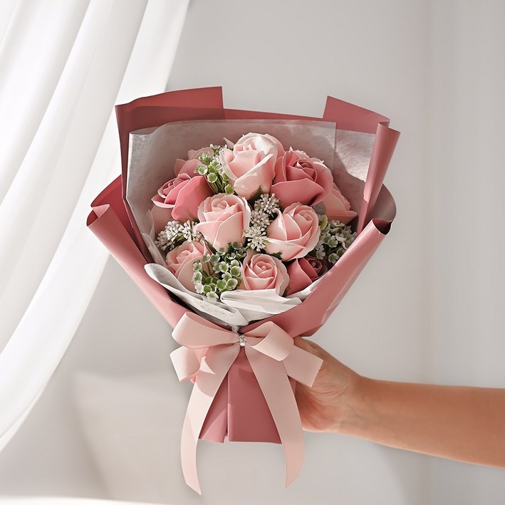 코코도르 비누꽃 꽃다발 + 쇼핑백 세트, 핑크 6226897146