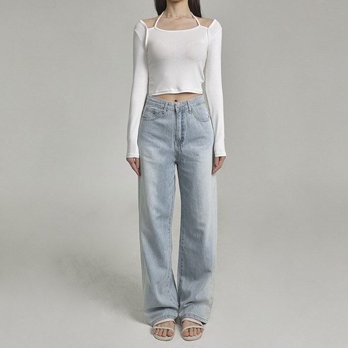 여성용 핏초이스진 6탄 초경량 썸머 와이드핏 데님 팬츠
