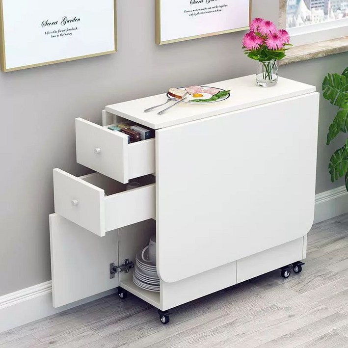 접이식 식탁 확장형 테이블 원목 이동식 원형 탁자 6인 거실