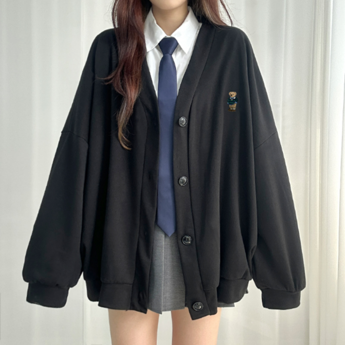 단독상품빠른출고 곰곰이 오버핏 가디건 귀여움보장 학생가디건 교복가디건 스쿨룩가디건 봄가디건 귀여운가디건 캐릭터 오버핏가디건 빅사이즈 봄자켓 교복템