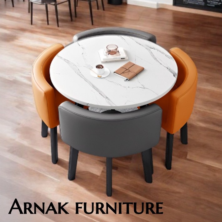 아르나크 모던 원형식탁 테이블 의자 세트 사무실 거실 다이닝 티테이블 4인용 2인용