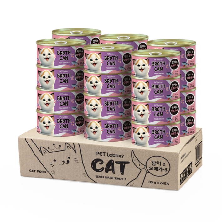 펫레터 촉촉육즙 고양이 최애 습식캔, 85g, 24개, 참치오메가3