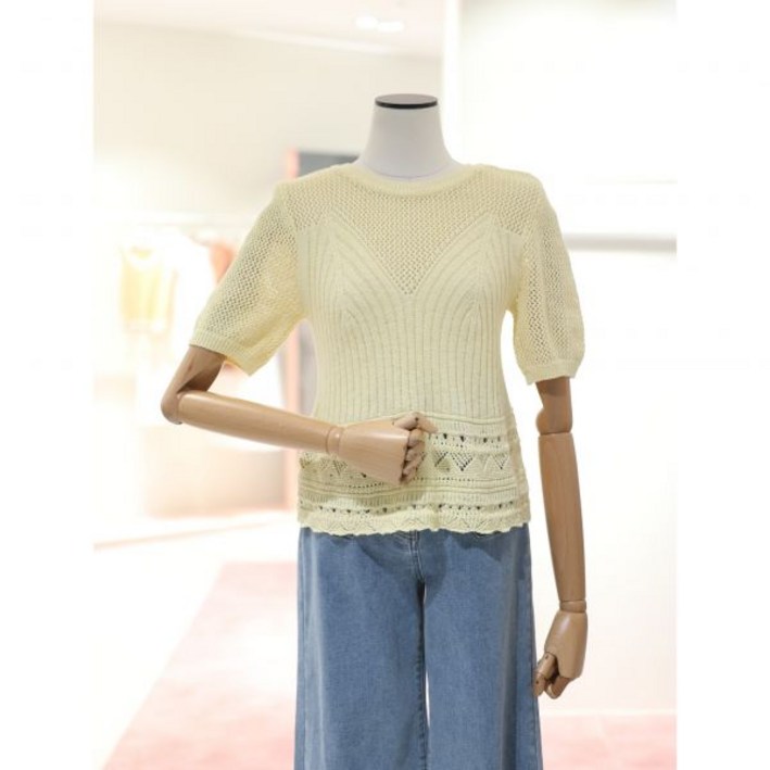 [잇미샤] 뷔스티에 라인 크로쉐 니트 탑 ITO5KPO140