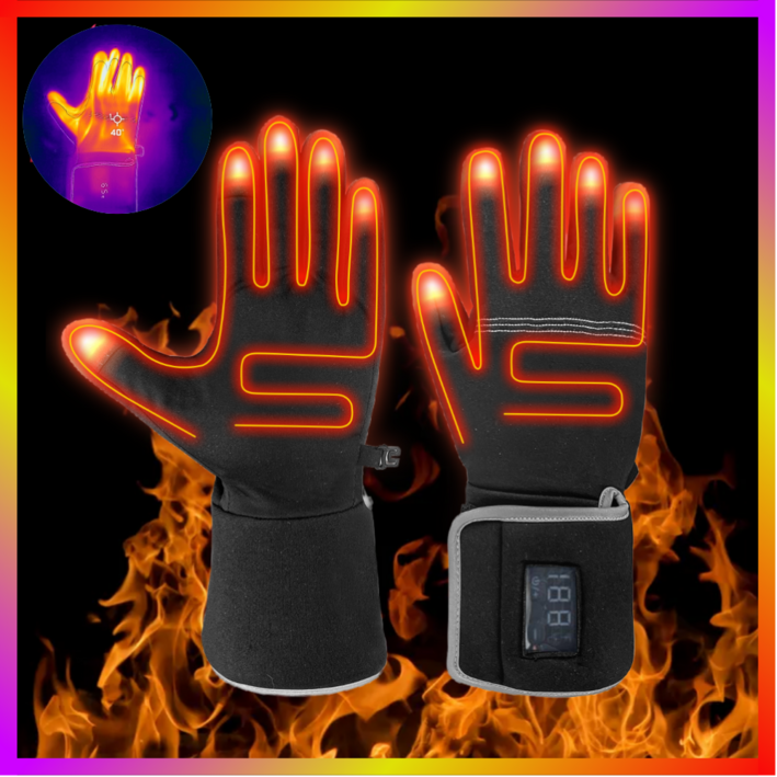 [최신형] 히트맨 손가락 끝까지 따뜻해지는 25단 온도 조절 배터리 충전식 휴대용 겨울철 초경량 방풍 발열장갑