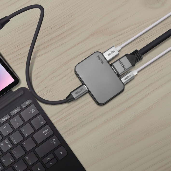 이메이션 3in1 케이블 분리형 USB-C 3포트 멀티포트 허브, HDMI 4K 60Hz 지원, 덱스지원, 아이폰미러링 IMHU100, 1개