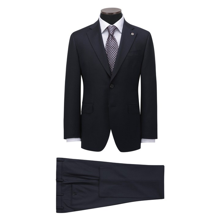 [코오롱 브렌우드] 중년 남성 네이비 무지 울 100% 스판 일반핏 정장세트 봄가을 간절기 수트