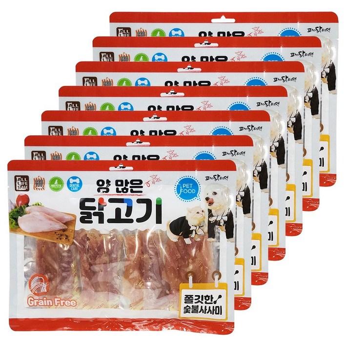 양많은 숯불사사미 2100g 300gx7 대용량 닭가슴살 육포 저키 영양보충 치석제거 그레인프리 강아지간식, 7개