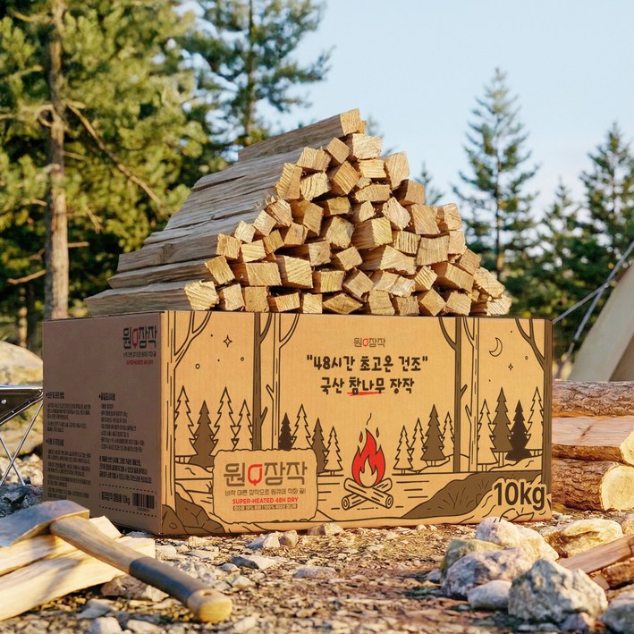 원큐장작 참나무 캠핑용, 1개, 10kg