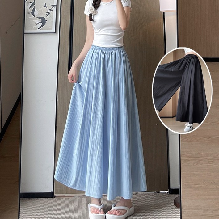 라블라네 여름 포켓 와이드 플레어 치마바지