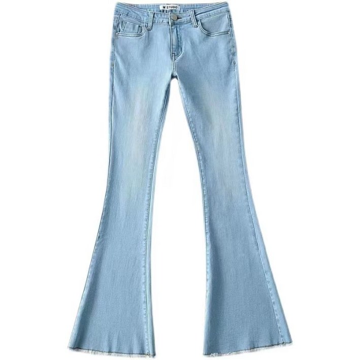 티류으스 여성 로우라이즈 부츠컷 청바지 골반 라인 강조 밑위 짧은 데님 팬츠 키큰 여성 복고 스타일 바지 Z082018