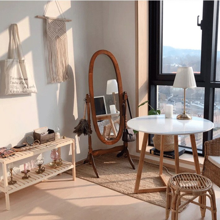 베스트리빙 에센스 원목 스탠드형 전신 거울 미러 감성 포인트 인테리어/6colors