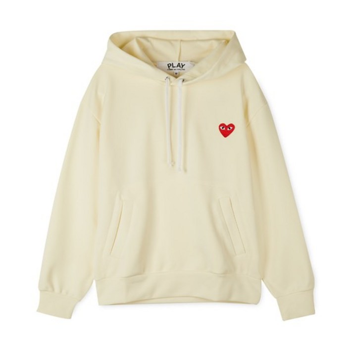 꼼데가르송 남성 레드하트 와펜 아이보리 후드티 AZ T174 051 3