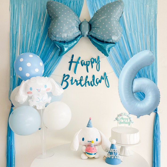 메리파티 시나모롤 산리오 생일풍선 파티 올인원 세트 블루, 1세트