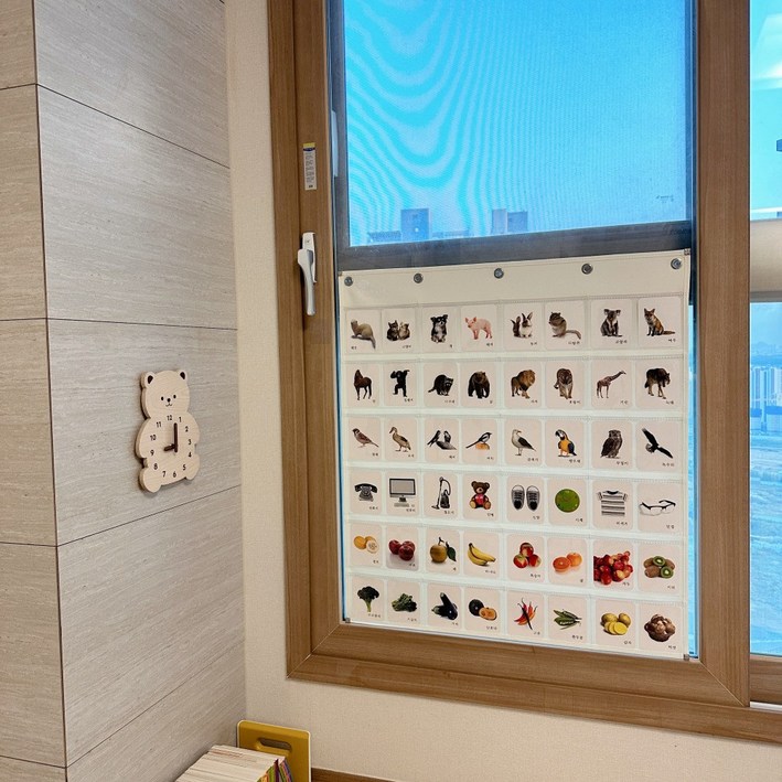 아빠차트 NA5 매일매일즐거운 프뢰벨 움직이는 동물원 핀덴 아람코코 아기 낱말카드 수납 벽걸이 꽂이