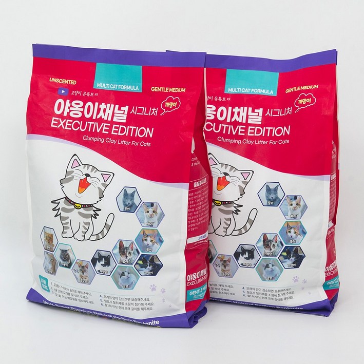 고양이모래 벤토나이트 야옹이채널 시그니처 까망이 중간입자 7.25kg 2개입, 14.5kg, 1개