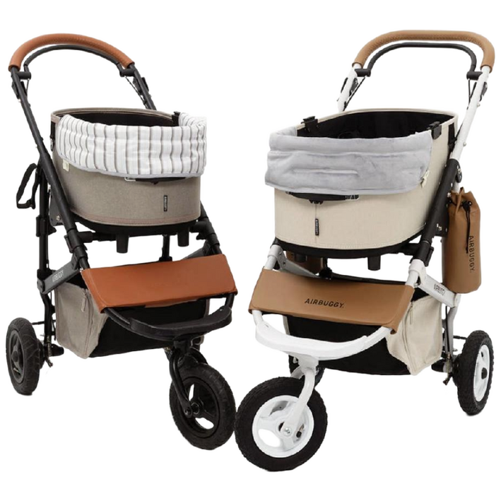 에어버기 돔3 라지 강아지 브레이크 개모차 반려동물 유모차, 회색 줄무늬 (앞뒤)