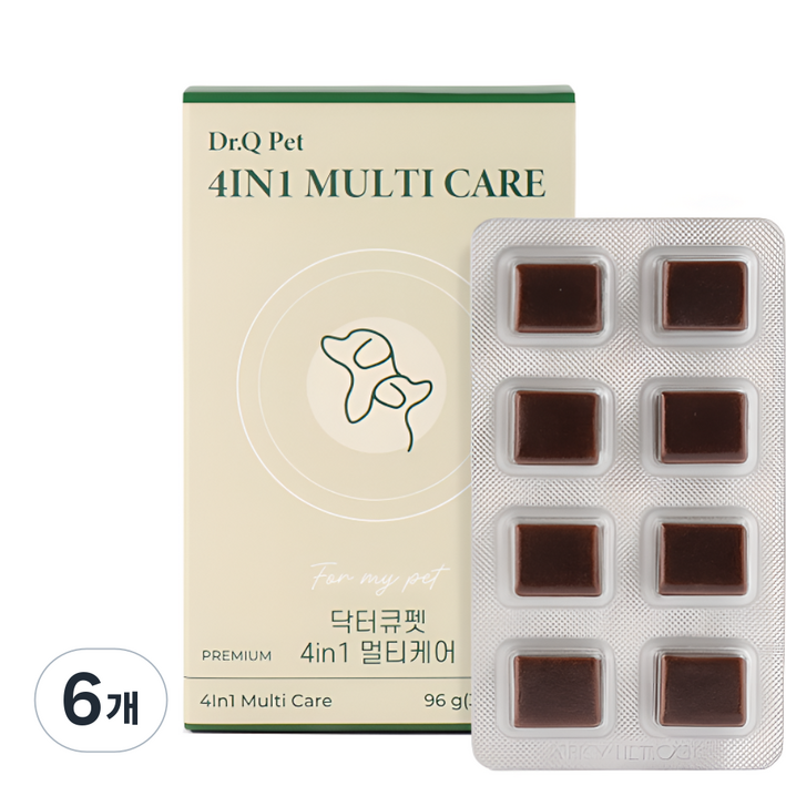 [특허 유산균]닥터큐펫 4IN1 멀티케어 강아지유산균 장 면역력 피부 구강, 32정, 종합영양제, 6개