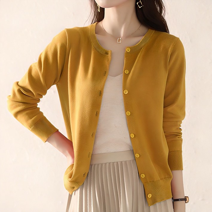 턴키 여성용 빅사이즈 스판 라운드 니트 가디건 AE087