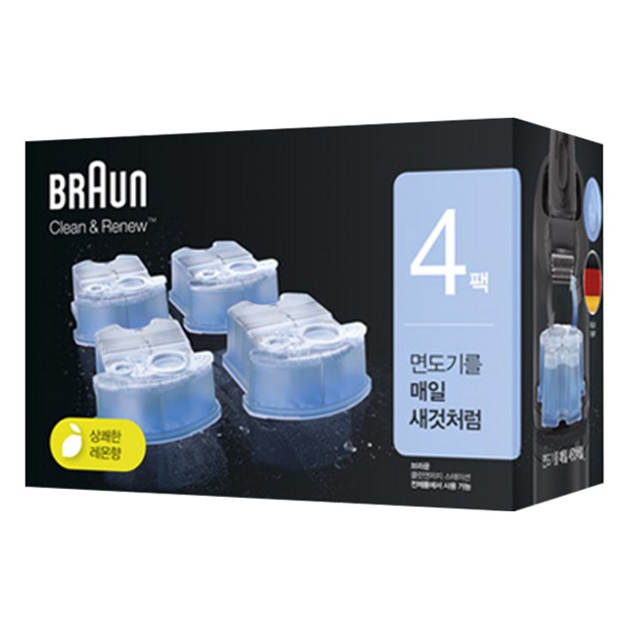 BRAUN 클린 앤 리뉴 면도기 세정액, CCR (4개입)